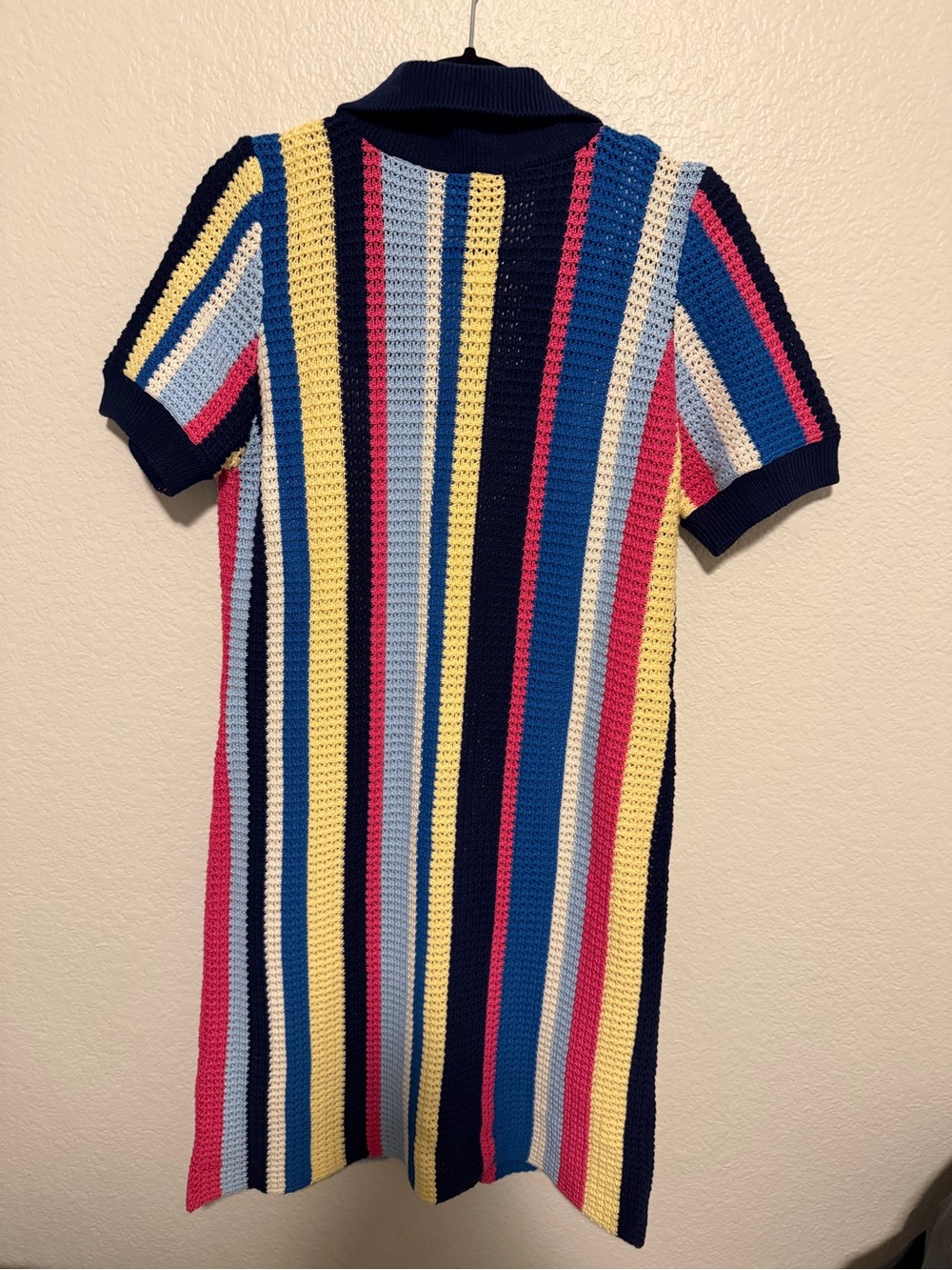 Maeve by Anthropologie Striped Knit Polo Dress in Navy, Blue, Pink & Cream - L - Picture 5 of 6